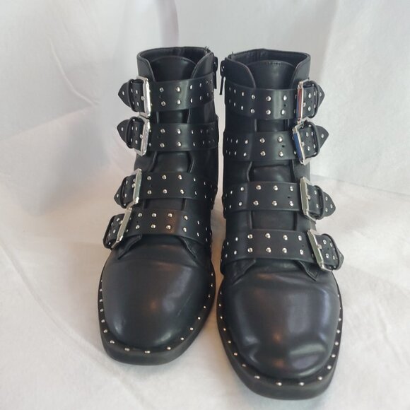 Forever 21 studded buckle strap combat boots size 5 - Picture 2 of 8